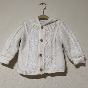 Fleece Lined Button up White cardigan size 9-12 months